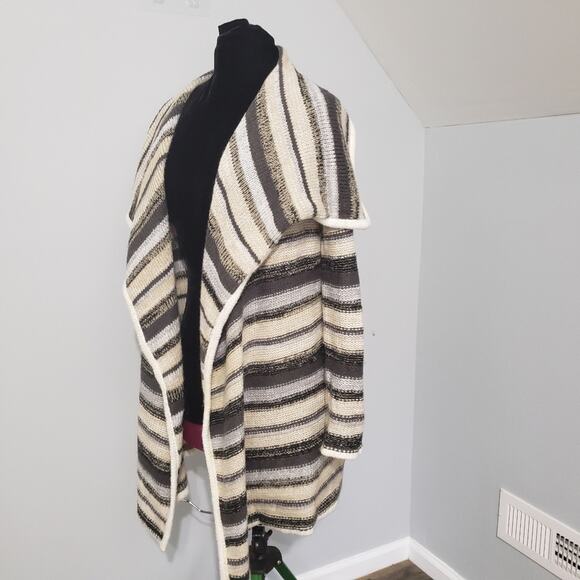 Kensie Melange Striped Waterfall Cascade Open Drape Cardigan Multicolor Sweater - Picture 6 of 12